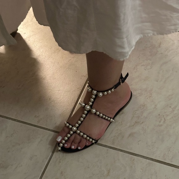 Giambattista Valli Maharani Satin & Faux Pearl Flat Sandals - Picture 15 of 15